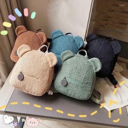 Backpack Personalised Bear Ear Backpacks Back Pack Fluffy Lamb Wool Bag For Women Kids Toy Gifts Double Layer Large Capacity Plush Bags