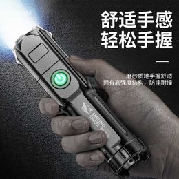 Led Torch Flashlights Camping Super Bright Smiling Shark Strong Light Flashlight Strong Light Ultra Long Range Ultra Bright Long Range Charging Small Portable Self