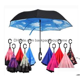 Umbrellas Newreverse Windproof Reverse Layer Inverted Umbrella Inside Out Stand Sea Drop Delivery Home Garden Household Sundries Dhgzn