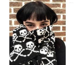 Scarves Skull Scarf Unisex Women Man Winter Knitted Pashmina Shawl Black Acrylic Echarpe Luxury Female Skeleton Wrap With FringesS1332732