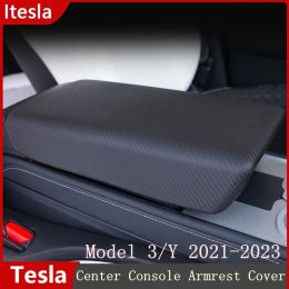 Cars Armrest Box Cover For Tesla Model 3 Y 2021 2022 2023 Center Console Arm Rest TPE Cover Car Accessories Auto Interior Parts