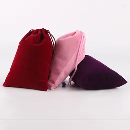 Drawstring 10pcs/lot 10 14cm High Quality Customised Printed Velvet Pouch Packing Bags