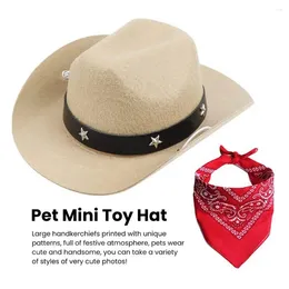 Dog Apparel Pet Cowboy Hat Scarf Set Lightweight Costume Stylish Western Breathable Adjustable For Dogs