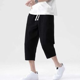 Men's Pants Cut pants for mens summer Japanese harem pants for mens summer cut pants for mens casual elastic waist fitness pantsL2403