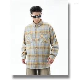 Men's Casual Shirts Shirt Coat Cotton Single-Breasted Fashion Loose Retro Plaid Spring Trendy American All-Matching Couple Style