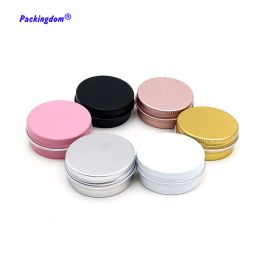 Bottles 50pcs Empty Aluminum Jar Tins Lip Balm Packing Containers Cream Pomade Storage Box Screw Cap Makeup Aluminium Container 15ml