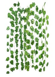 5pcs 230cm Green Plant Decor Green Silk Artificial Hanging Ivy Leaf Garland Fake Vine Leaves for Home Garden Wall Wedding Decor9423806