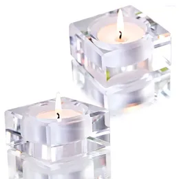 Candle Holders H&D 2pcs Square Tealight Candlestick Wedding Decoration Centrepieces Dinner Table Decor For Home Collectible Gift