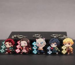 :Kimetsu no Yaiba Two-sided Acrylic Keychain Cosplay Anime Pendant Keyring Key Chains 5 Colors Mix 25pcs/lot wholesale2591862