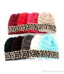 Knit Beanie Hatleopard print Knit Cap Winter Skull Ski Cuff Slouchy Womens Warm fashion 12PCS cny14398027638