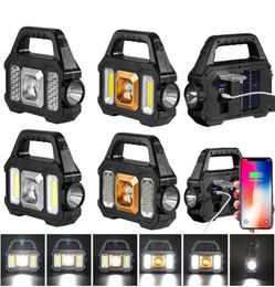 Solar LED Flashlight With COB Work Lights t USB Rechargeable Torch Light Solar Lantern Power Bank for Camping Hiking2893556