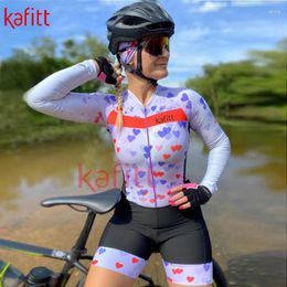 Racing Sets KafiLong Sleeved Women's Bicycle Biking Suit Jumpsuit 2024 Autumn Outdoor Cycling Road Equipment