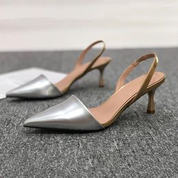 Dress Shoes 2024 High Heels Silver Pointy Small Women