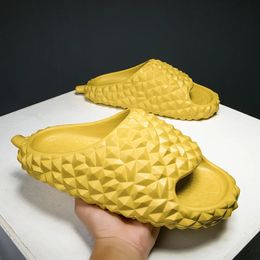 Summer Mens One Line Drag Durian Slippers Outdoor Beach Fruit Cute Pattern Couple Indoor 3645 240420