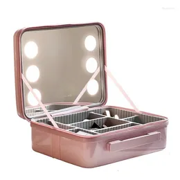 Cosmetic Bags 2024 Bag Women's Portable Case With Light Household Makeup Fixing Box Large Make Up Storage