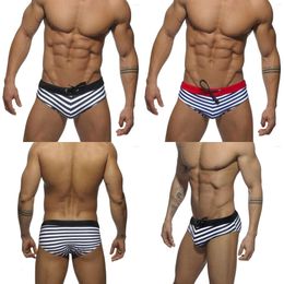 Swimwear Men's Black Stripe Sexy Low Waist Men Summer Tight Swimming Beach Shorts Surf Bikinis Swim Trunk Briefs Swimsuit suit