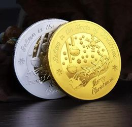 Whole Santa Claus Wishing Coin Collectible Gold Plated Souvenir Coin North Pole Collection Gift Merry Christmas Commemorative 4906837