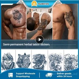 Tattoo Transfer Juice Lasting Ink Tattoos Body Art Waterproof Temporary Tattoo Sticker Dragon Wolf Eagle Tatoo Arm Fake Tiger Skull Tatto Men 240426