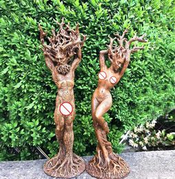 Forest Goddess MaleFemale God Statue Resin Ornaments Home Decorations Garden Handicrafts Tree God Statue Adornments Q08111530590