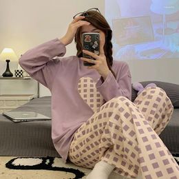 Women's Sleepwear 2024 Spring Long Sleeve Cotton Print Pyjama Sets For Women Korean Cute Suit Pyjamas Pijama Mujer Homewear Home Clothes