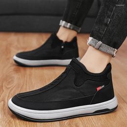 Boots Shoes For Men 2024 Zipper Men's Winter Round Toe Solid Plush Comfortable Warm Short Barrel Low-heeled Snow Naked