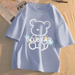 Women's T Shirts Women Cartoon Printed Short Sleeved T-shirt Ins Korean Version Loose Fashion Versatile Round Neck Top Girls Clothes Summer