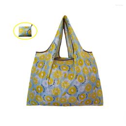 Shopping Bags Polyester Printed Shoulder Environmental Protection Supermarket Bag Folding Portable Storage Drop Dripping