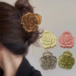 Hair Clips Barrettes Rose Claw Womens Plastic Flower Clip Fashionable Retro Back Spoon Shark Girl Spring Accessories