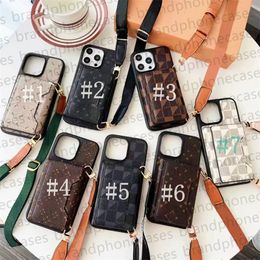 LU Wallet Designer Phone Case for iPhone 15 Pro Max 14 Pro Max 13 Pro 12 11 XS Max XR 7P 8P 14 Plus iPhone Case Samsung s24 ultra s23 s22 Case Card Holder Slots Crossbody Strap