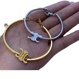 Luxury Classic Simple Designer Bracelets for Women Woman Girls 18K Gold Silver Retro Vintage Letters Geometry Cute Love Chain Bracelet Jewellery Gift