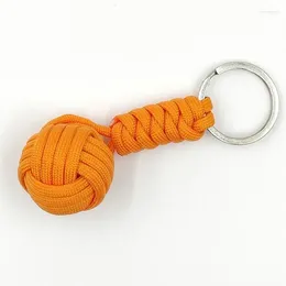 Keychains Survival Keychain Woven Rope Ball Lanyard Key Ring Monkey Fist Chains Outdoors Tool Jewelry