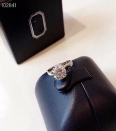 Luxury Classic Brand Designer S925 Sterling Silver Square Zircon Flower Charm Wedding Ring For Bridal Jewelry7784548