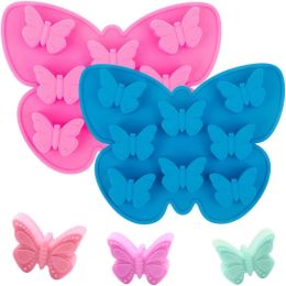 Moulds 1PC Chocolate Silicone Mould Butterfly Ice Cube Tray 8 Cavity Biscuit Fondant Baking Mould Wax Melt Moulds Kitchen Accessories