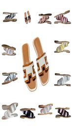 Luxusdesignerinnen Frauen H Slipper Ganze Reise flache Sandalen Odile Hautkomfort Strand Schieberchen Haut Leder sexy Damen 7643665