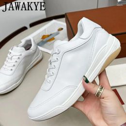 Casual Shoes Genuine Leather White Sneakers Men Flats Lace Up Platform Spring 2024 Flat For Suede Patchwork