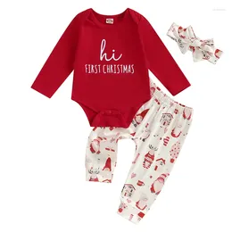 Clothing Sets Pudcoco Infant Born Baby Girls 3Pcs Christmas Outfits Long Sleeve Romper Pants Headband Set Clothes 0-12M