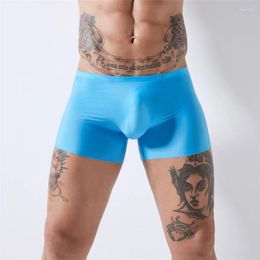 Underpants Men Sexy Underwear Shorts Pouch Soft Panties Men's Ultra-thin Breathable Boxer Ice Silk Seam Majtki Mes