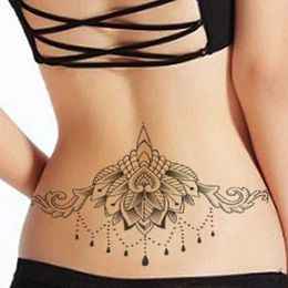 WFHF Tattoo Transfer Waterproof Temporary Tattoo sticker body henna waist breast chest mandala tatto stickers flash tatoo fake tattoos for women 240427