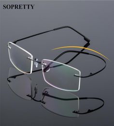 Classic Mens Titanium Rimless Glasses Frames Spring Temple Myopia Optical Frame Ultralight Frameless Eyeglasses With bag and 5443650