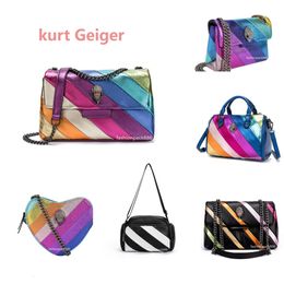 Kurt Geiger El Çantası Kartal Kalp Gökkuşağı Bag Lüks Tote Kadın Deri Çanta Omuz Tasarımcısı Mens Alışveriş Yapıcı Crossbody Pembe Debriyaj Seyahat Gümüş Zincir Göğüs