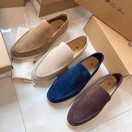 Italy Designer Loro Dress Shoes Spring Summer Lp One Foot Slacker Leather Casual Mens Flat Bottom British Style Bean Shoe