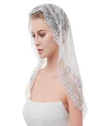 2019 White Black Veil Bridal Mantillas Chapel Veils Muslim Veil Head Covering Lace Catholic Veil Mantilla Welon Slubny X07265712515