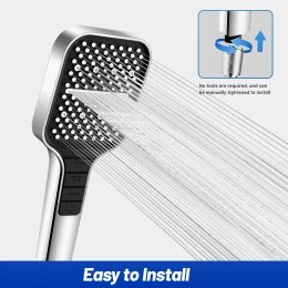 Set Zhangji 2023 New Shower Head 7 Modes Adjustable Rainfall High Pressure Water Saving One Key Stop Button for Bathroom Accessory