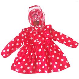 Jackets Baby Girls Rain Coat Dot Ruffles Big Brim Hooded Single-breasted Kids Princess Poncho With Storage Bag Children Raincoat 2-5 Yrs