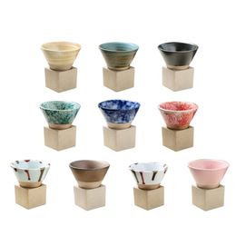 Ceramic Coffee Mugs Triangular Cone Shape PorcelainCup 100ml TeaCup with Base 240422