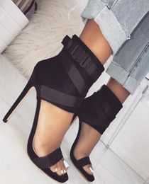 Women black sandals sexy open toe cross tied summer 115cm high heels lady dress shoes EU 434641668