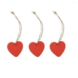 Party Decoration 10Pcs Red Wooden Heart Chips Tags For Valentines Day Gift Packaging Shape Wood Pendant Diy Crafts Supplies