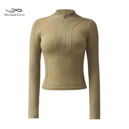 Active Shirts Autumn Winter Half Zipper Fitness Yoga Shapewear Women's Outdoor Running Sports Long Sleeved Quick Drying Skiing Clothes