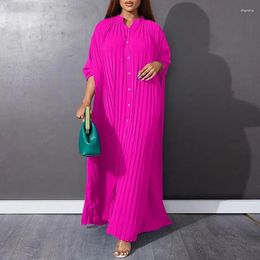 Casual Dresses Spring Autumn Woman Dress Pleated Loose Female Vestido Long Sleeve African Style Maxi