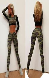 Women Fitness Sport Suit Tracksuit Yoga Set Sportswear Camouflage Compressed Yoga Leggings Workout Clothes Gym Clothing8149863